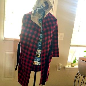 Black and red robe with hoodie